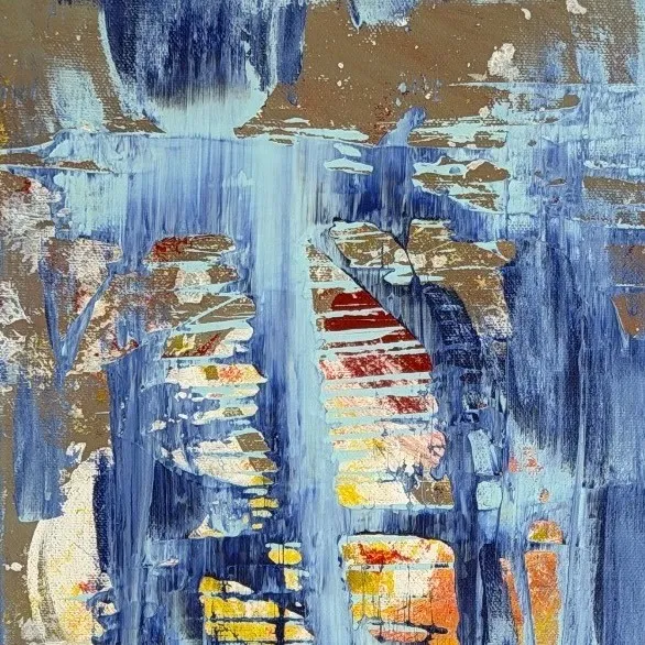 Blue Scaffold — Texture and layers
